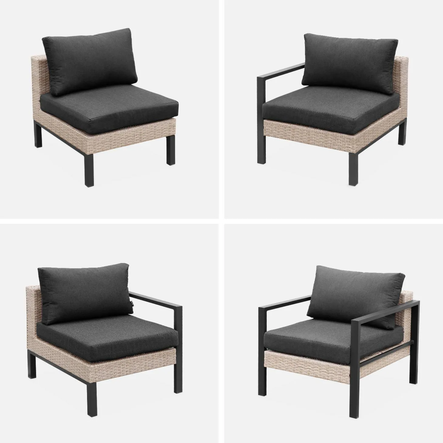 Conjunto de jardim com sofá, mesa e poltrona em alumínio, 5 lugares