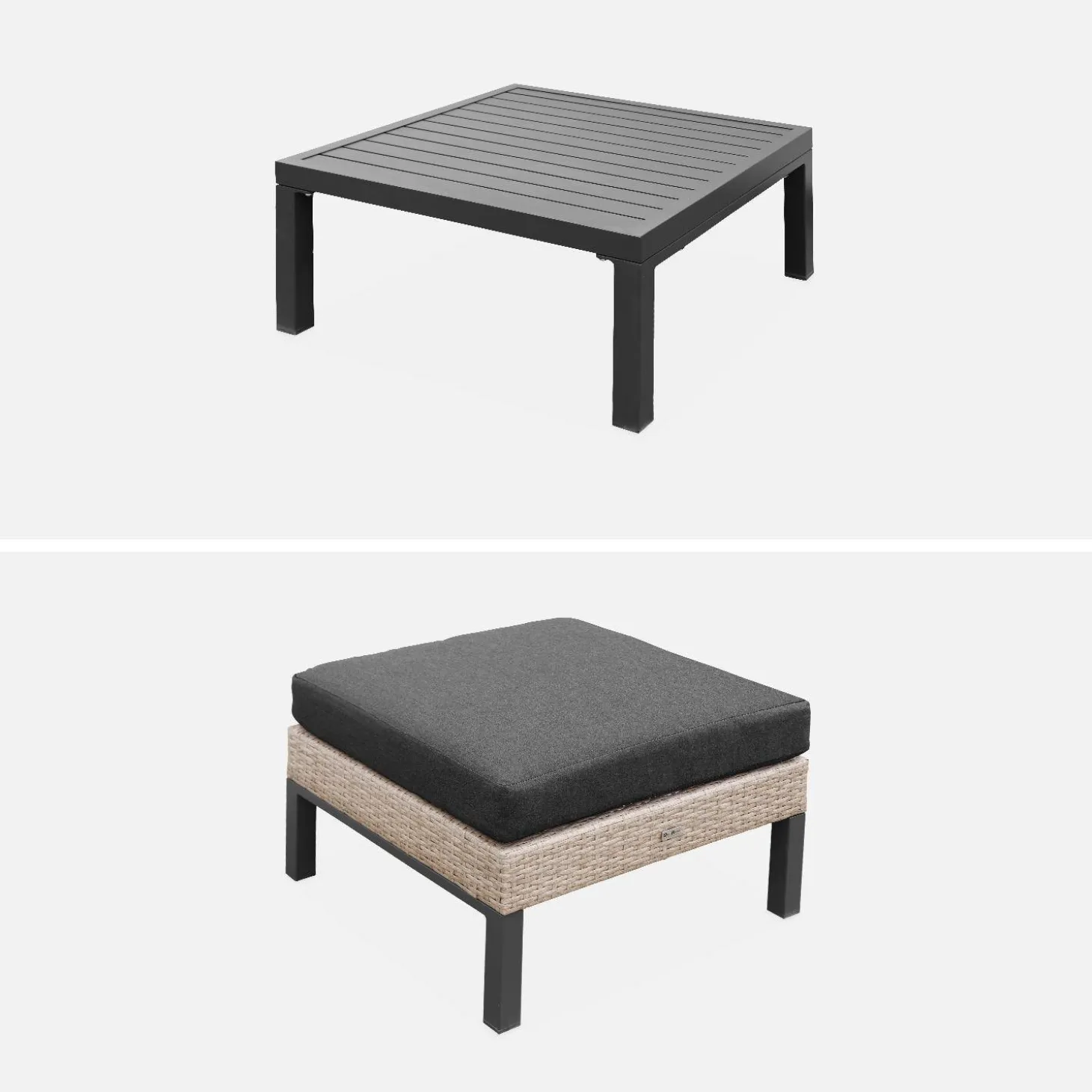 Conjunto de jardim com sofá, mesa e poltrona em alumínio, 5 lugares