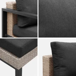 Conjunto de jardim com sofá, mesa e poltrona em alumínio, 5 lugares