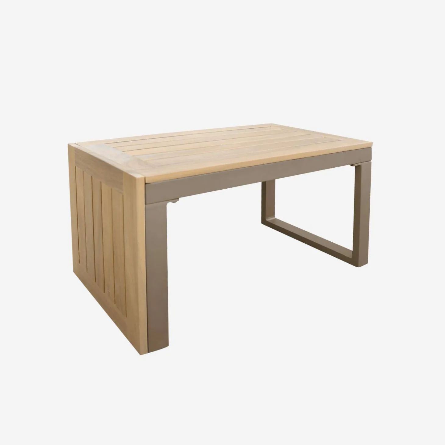Conjunto de jardim com sofá modular em alumínio e acácia, 4 lugares