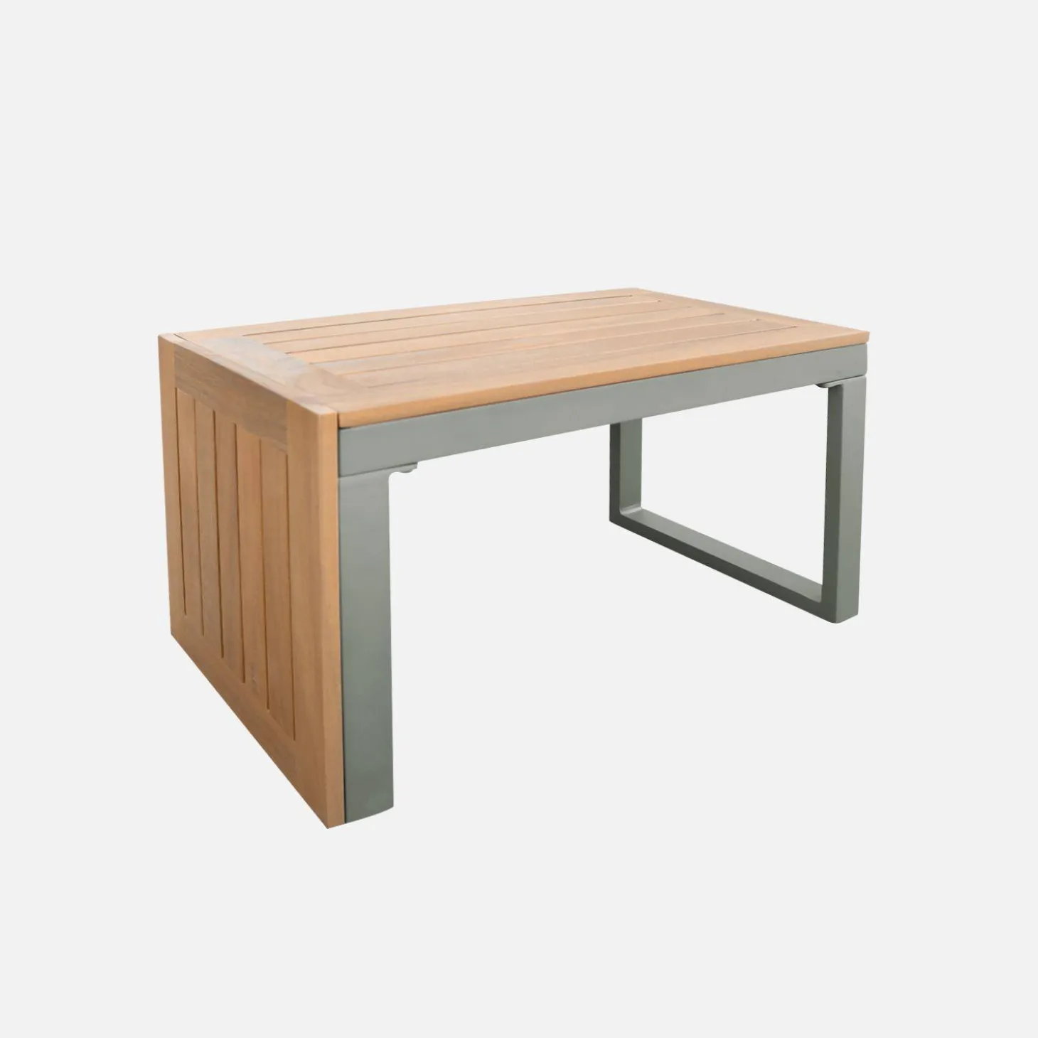 Conjunto de jardim com sofá modular em alumínio e acácia, 4 lugares