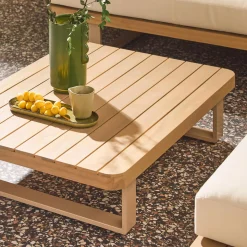Conjunto de jardim de canto em madeira de acácia e alumínio, 5 lugares