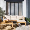 Conjunto de jardim de canto em madeira de acácia e corda, 4 lugares