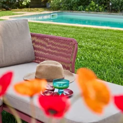 Conjunto de jardim de canto em aço e cordas, 4 lugares