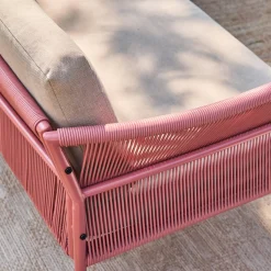 Conjunto de jardim de canto em aço e cordas, 4 lugares