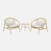 Conjunto de jardim de poltronas de jardim com mesa de aço e rattan