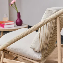 Conjunto de jardim de poltronas de jardim com mesa de aço e rattan