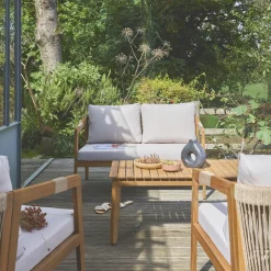Conjunto de jardim em acácia com cordas para 4 pessoas