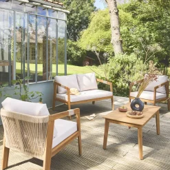 Conjunto de jardim em acácia com cordas para 4 pessoas