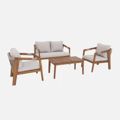 Conjunto de jardim em acácia com cordas para 4 pessoas
