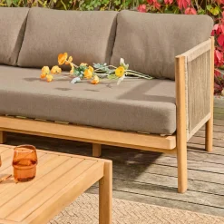 Conjunto de jardim em acácia e cordas, 5 lugares