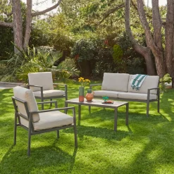 Conjunto de jardim em alumínio, 4 lugares