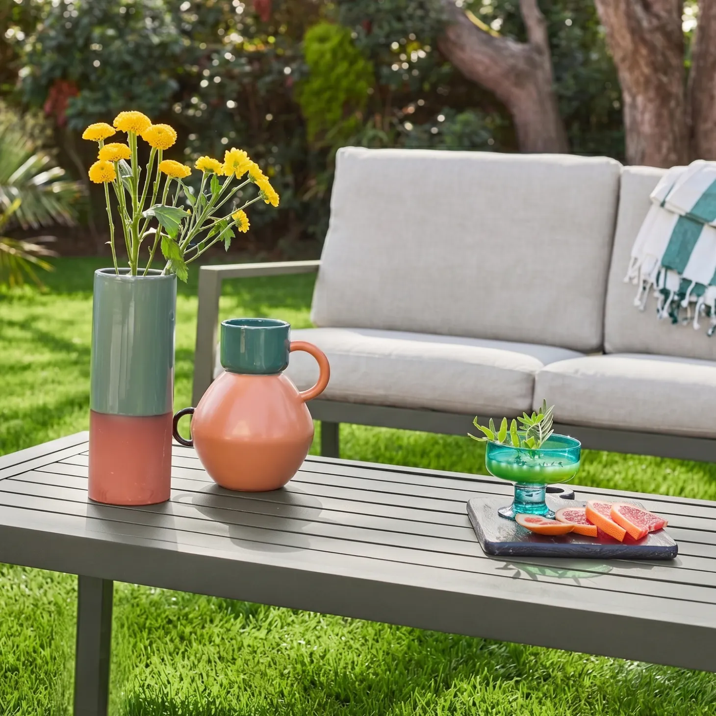 Conjunto de jardim em alumínio, 4 lugares