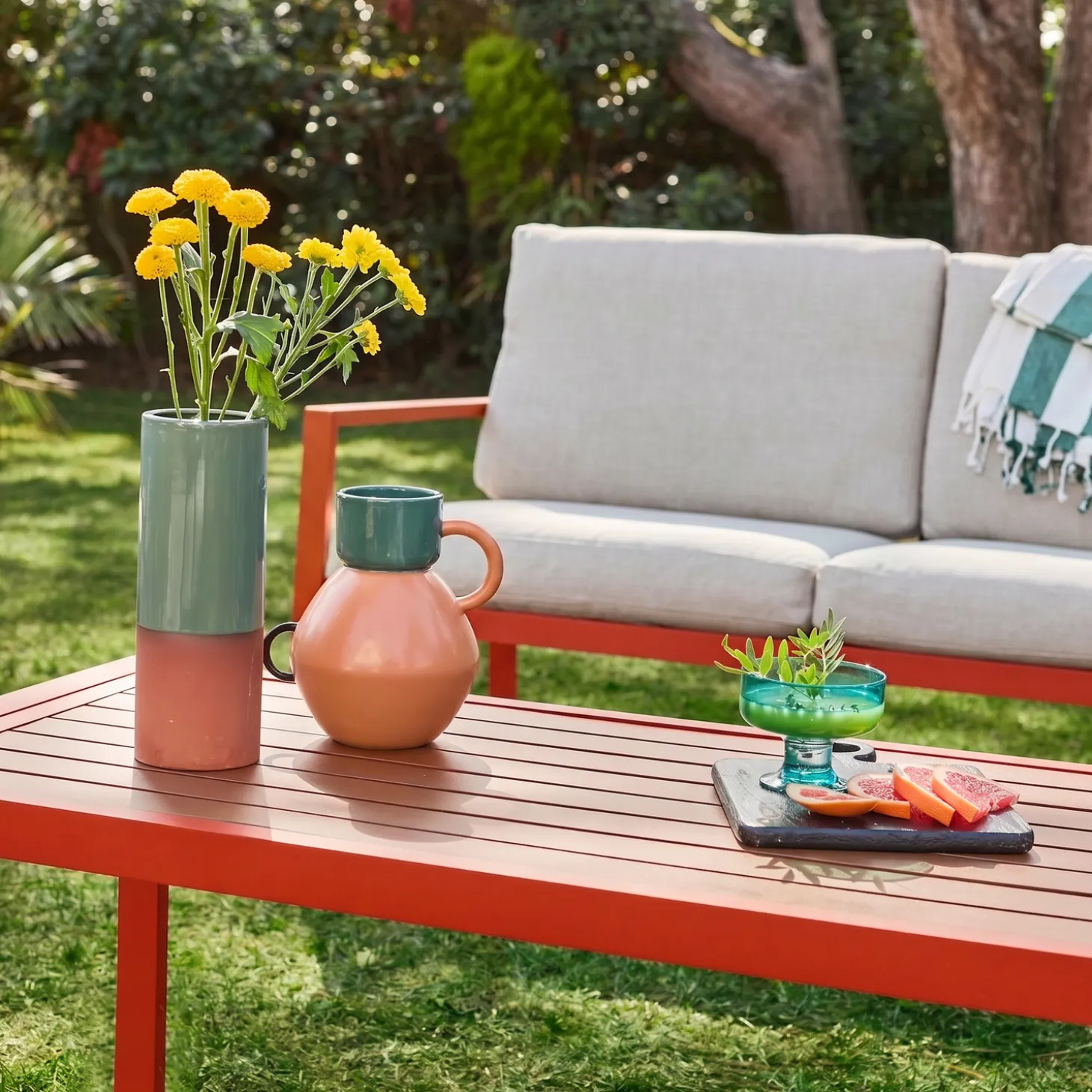 Conjunto de jardim em alumínio, 4 lugares