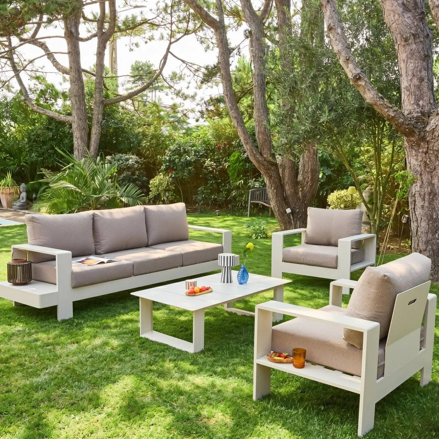 Conjunto de jardim em alumínio, 5 lugares