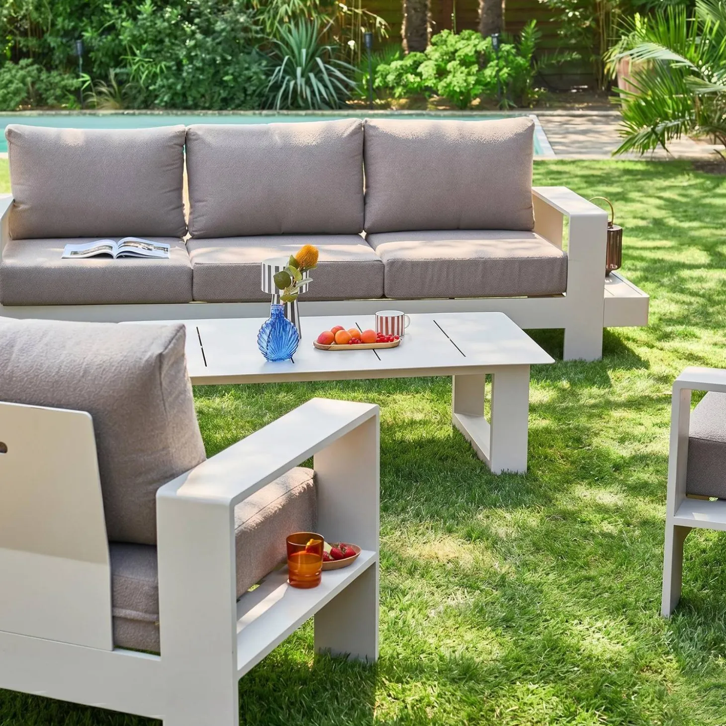 Conjunto de jardim em alumínio, 5 lugares