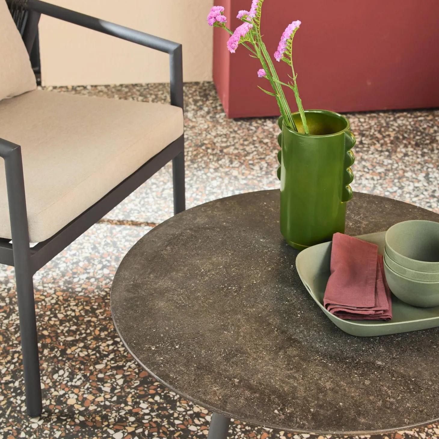 Conjunto de jardim em alumínio e cordas, 4 lugares