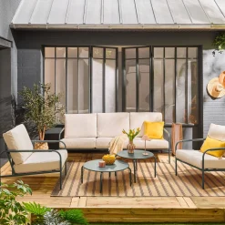 Conjunto de jardim em aço, 5 lugares