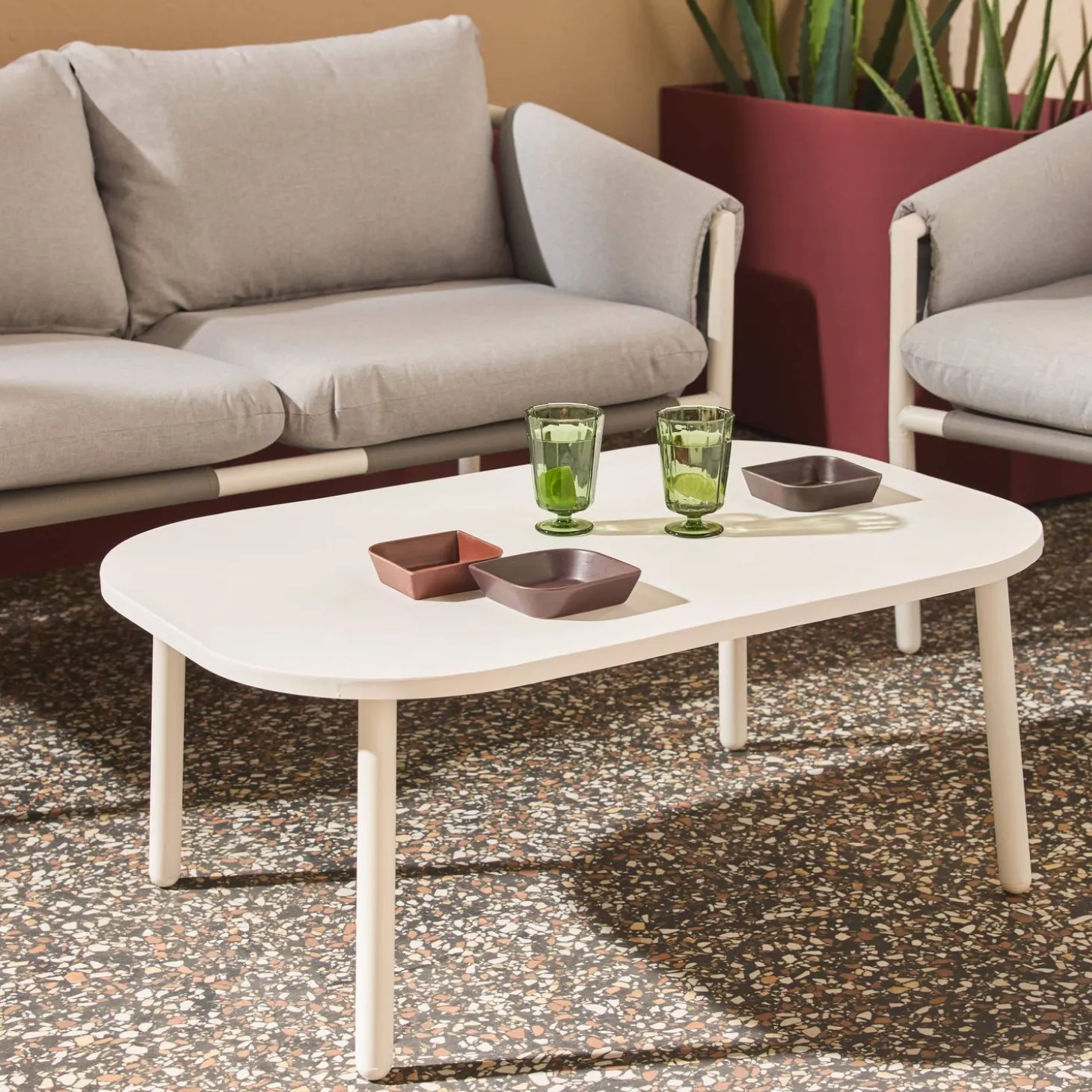 Conjunto de jardim em aço, 4 lugares