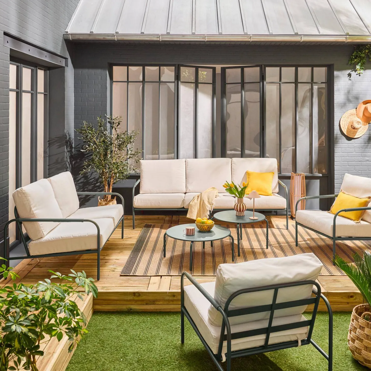 Conjunto de jardim em aço, 7 pessoas