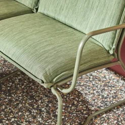 Conjunto de jardim em aço, vidro e textilene, 4 lugares