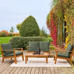 Conjunto de jardim em madeira de acácia, 4 lugares