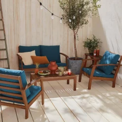 Conjunto de jardim em madeira de acácia, 4 lugares