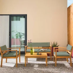 Conjunto de jardim em madeira de acácia, 4 lugares