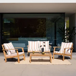Conjunto de jardim em madeira de acácia, 4 lugares