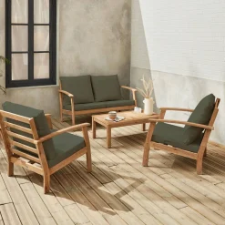 Conjunto de jardim em madeira de acácia, 4 lugares