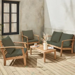 Conjunto de jardim em madeira de acácia, 4 lugares