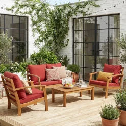Conjunto de jardim em madeira de acácia, 4 lugares