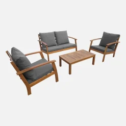 Conjunto de jardim em madeira de acácia, 4 lugares