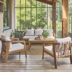 Conjunto de jardim em madeira de acácia para 5 pessoas