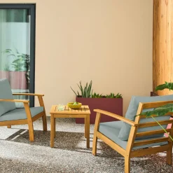Conjunto de jardim em madeira de acácia, 2 lugares