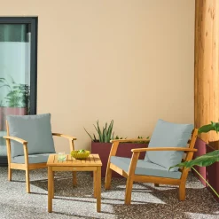 Conjunto de jardim em madeira de acácia, 2 lugares