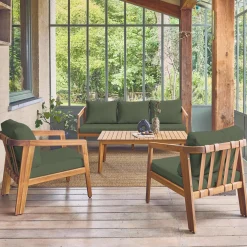 Conjunto de jardim em madeira de acácia para 5 pessoas