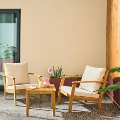 Conjunto de jardim em madeira de acácia, 2 lugares