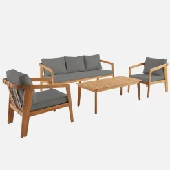 Conjunto de jardim em madeira de acácia para 5 pessoas