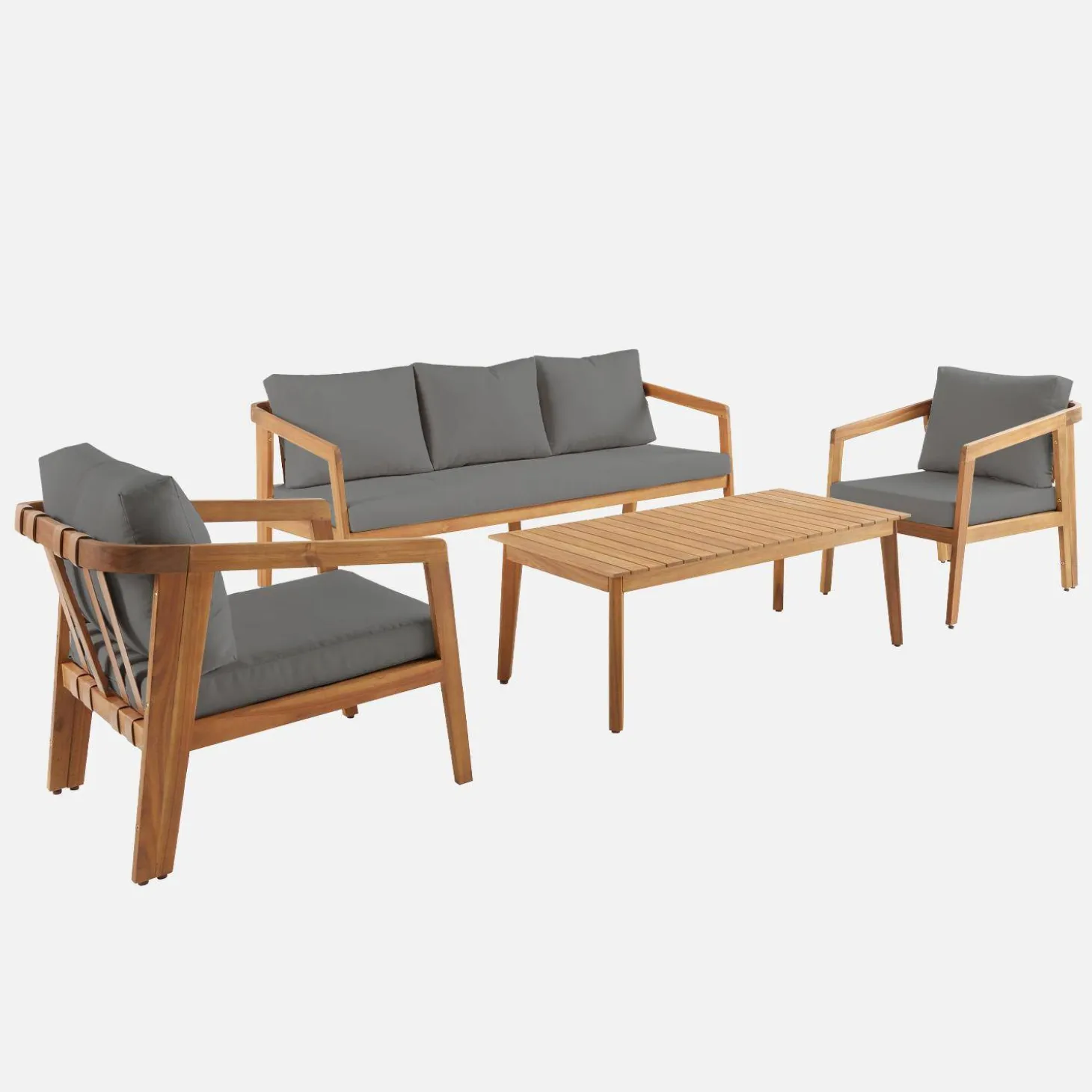Conjunto de jardim em madeira de acácia para 5 pessoas