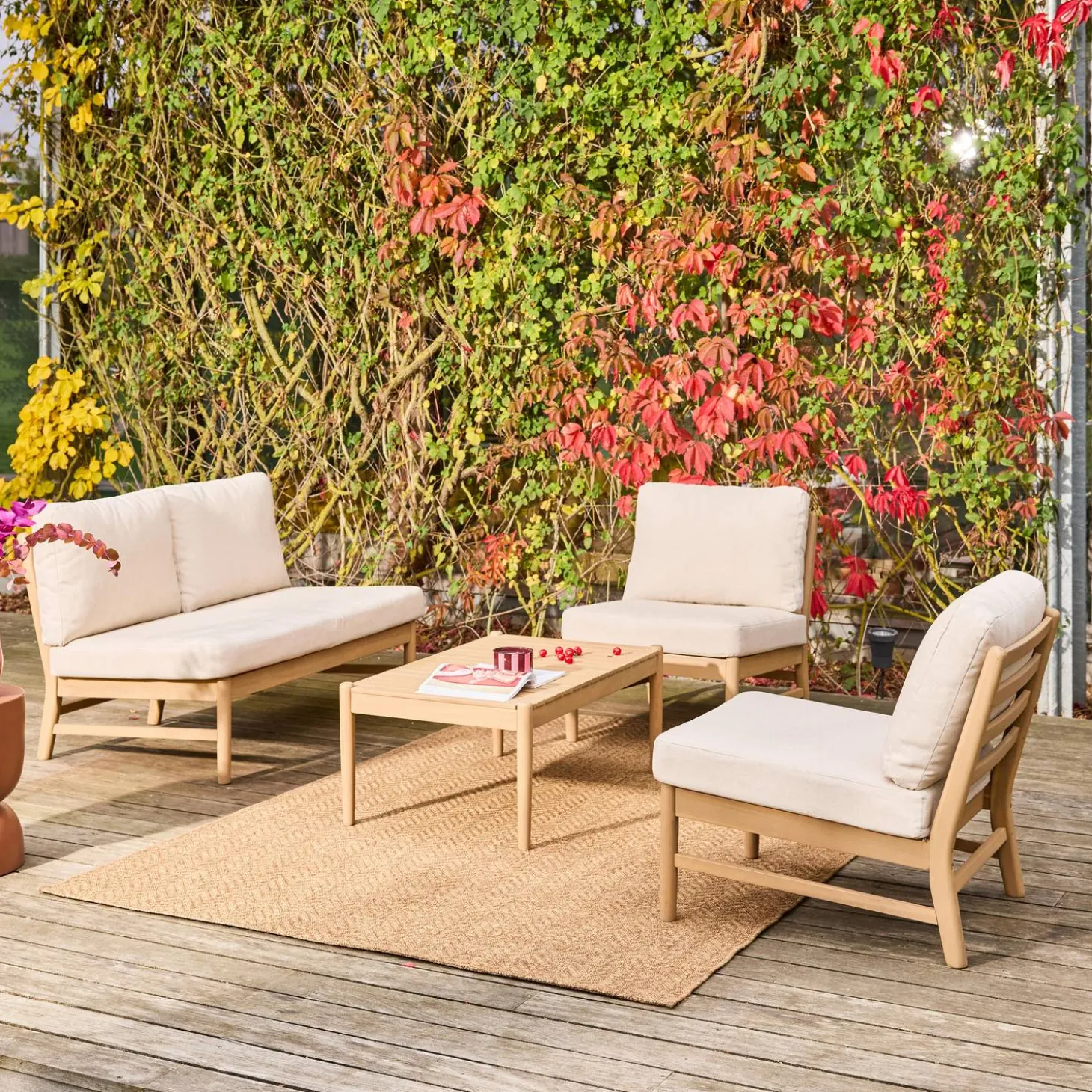 Conjunto de jardim em madeira de acácia , 4 lugares