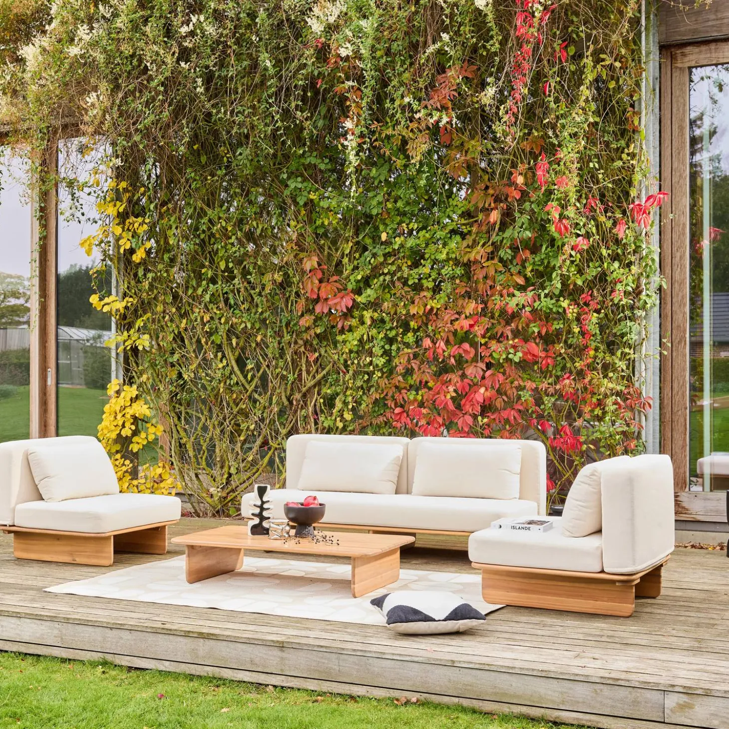 Conjunto de jardim em madeira de acácia, 4 lugares
