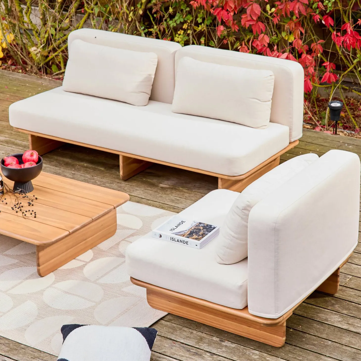Conjunto de jardim em madeira de acácia, 4 lugares