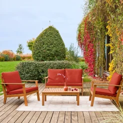 Conjunto de jardim em madeira de acácia, 4 lugares