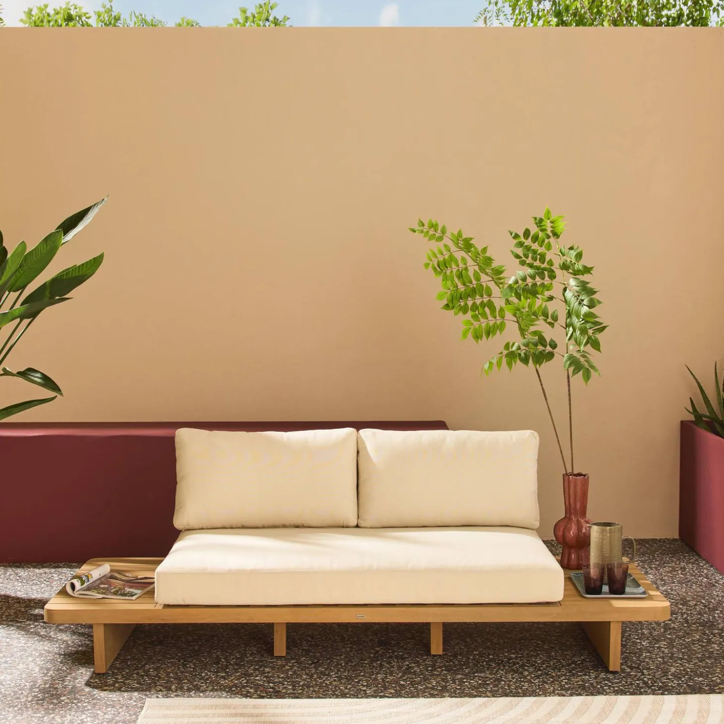 Conjunto de jardim em madeira de acácia, 2 lugares
