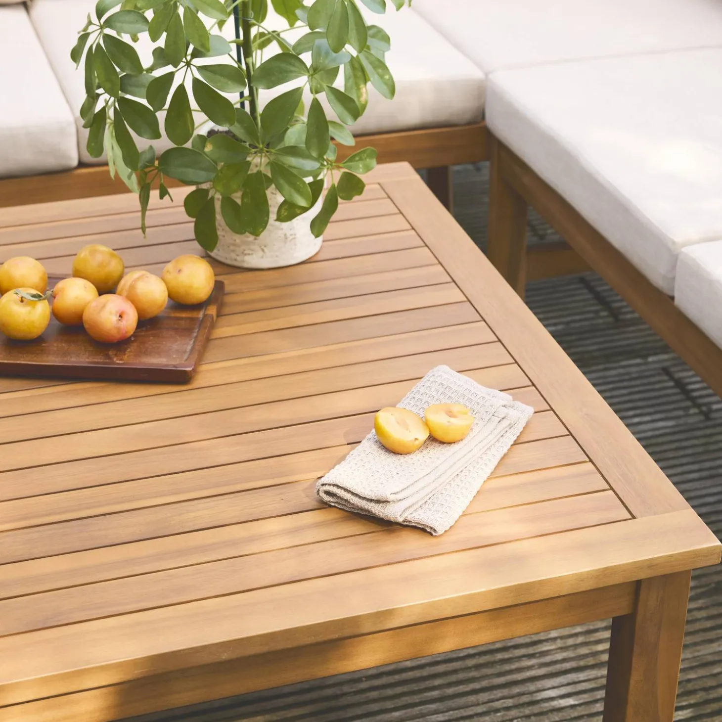 Conjunto de jardim em ângulo de acácia, 5 lugares