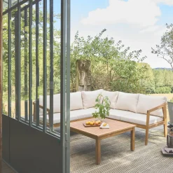 Conjunto de jardim em ângulo de acácia, 5 lugares