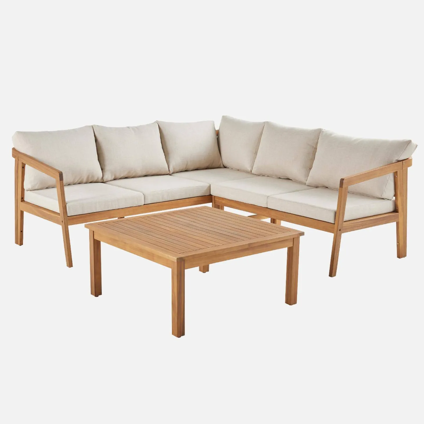 Conjunto de jardim em ângulo de acácia, 5 lugares