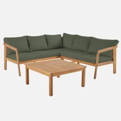 Conjunto de jardim em ângulo de acácia, 5 lugares