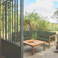 Conjunto de jardim em ângulo de acácia, 5 lugares